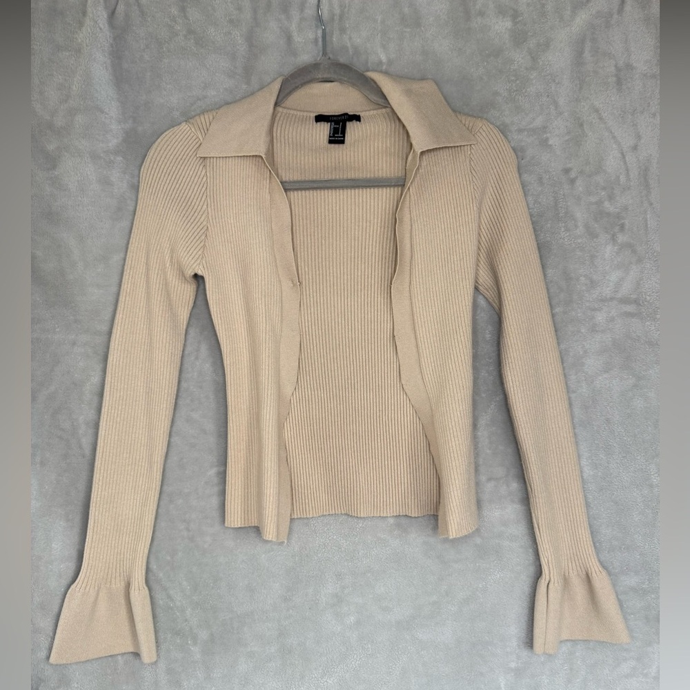 Forever 21 Cream Ribbed Knit Top - Picture 2 of 6